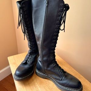 Dr. Marten’s 20-eye black leather boots with zipper, women’s 10/EU 42